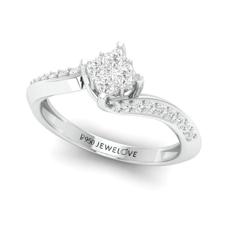Blue Rose Cut Sapphire & White Diamond Halo White Gold Engagement Ring